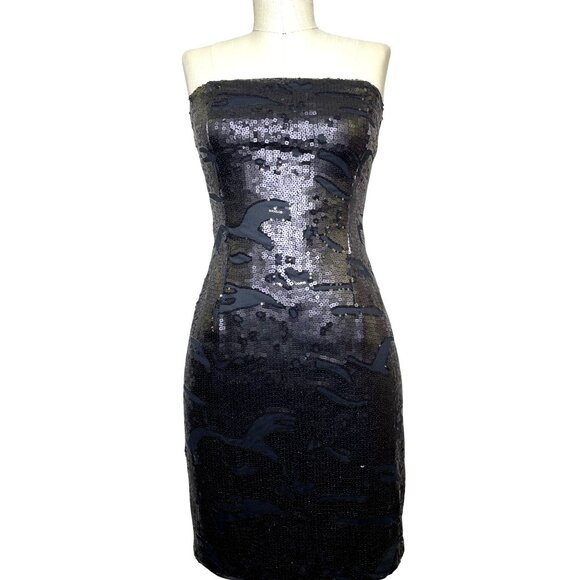 Strapless Sequin LBD Dance the Night Away Mini Black Med NWT - Picture 1 of 2